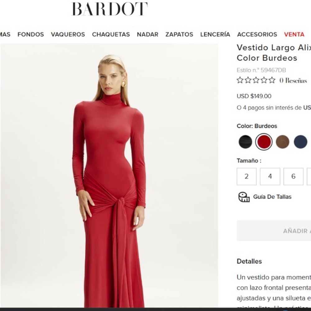 Bardot Burgundy Long Sleeve Dress